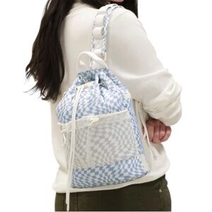Dagne Dover Nova Sling Bag in Check Mix Blue + White